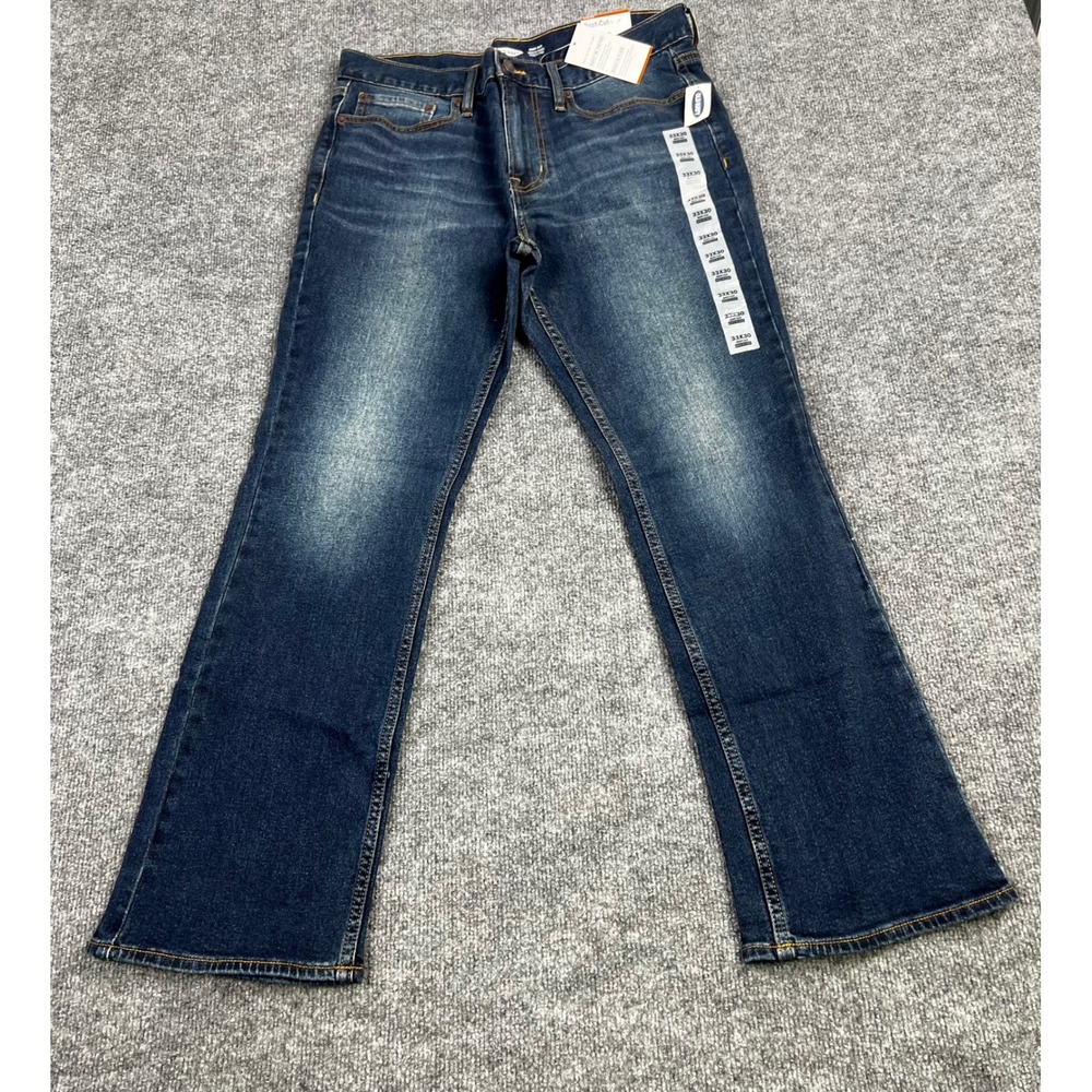 Old Navy Mens 33x30 Boot-Cut Jeans Dark Wash Built-In Tough Flex Denim